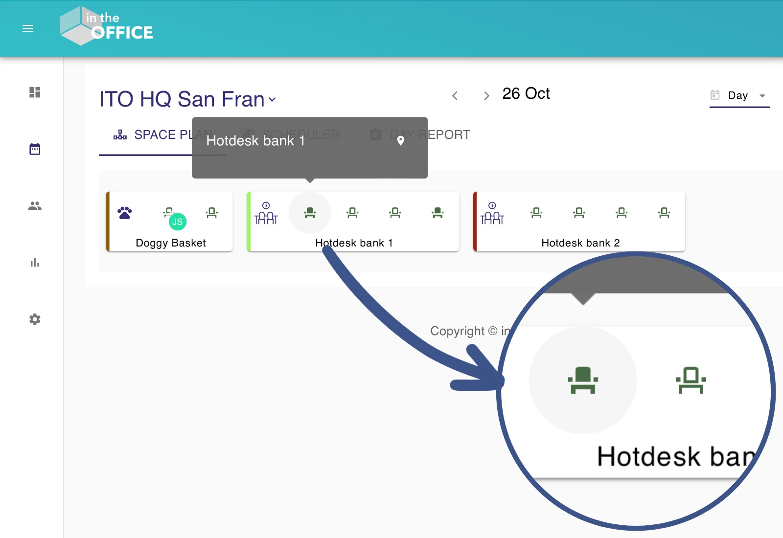 Booking detail in the intheOffice Schedule Day view